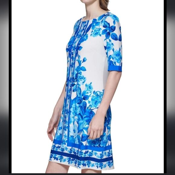 BRAND NEW ELIZA J T BODY DRESS BOARDER DETAIL DRESS - Picture 1 of 16